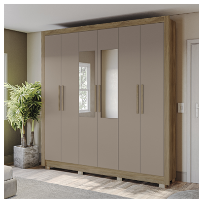 Guarda Roupa casal 6 Portas com 3 gavetas e Espelhos Kappesberg Cod 322.447 Guarda Roupa casal 6 Portas com 3 gavetas e Espelhos Kappesberg Cod 322.447